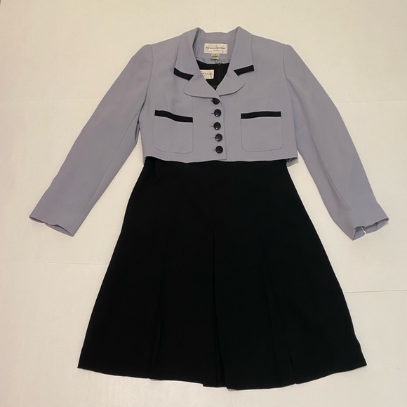 36.EVAN-PICONE dress & jacket suit. Black & lavender size 4 - Picture 2 of 8